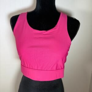 Fabletics Sports Bra XL Hot Pink Crossback Cutout Longline Tank Bra Support
